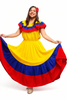 Colombian Traditional Tri-Color Dress for Women