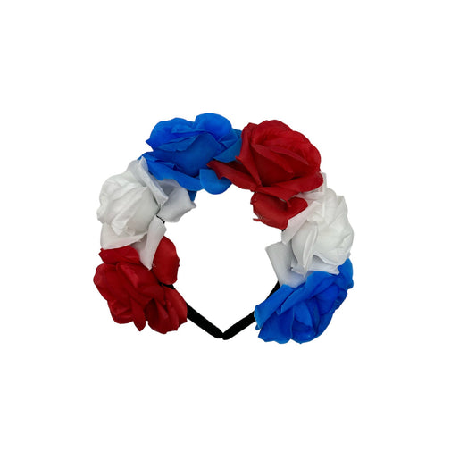 Floral Headband with Flags of Puerto Rico, Dominican Republic, Costa Rica, Panama, and USA