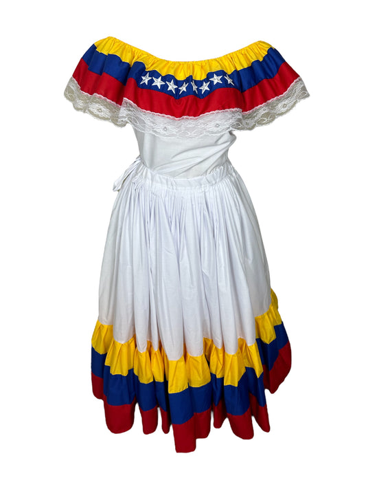 Venezuela Traditional Dress with White Stars - Wide