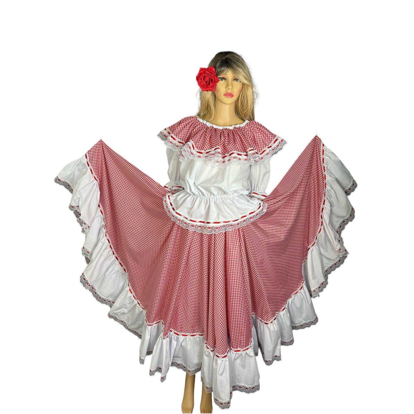 Colombian Cumbia Cuello de Bandeja Dancing Dress - VivianFongDesigns LLC