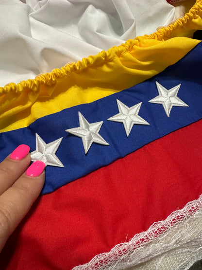 Traditional Venezuela Dress with White Stars - Wide