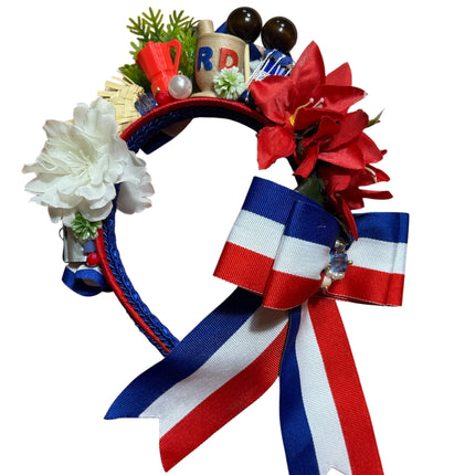 Dominican Republic Patriotic Flower Crown Handmade Headband