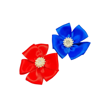 2 Piece Satin Hair Clip Set with Pearls and Rhinestones - VivianFongDesignsLLC