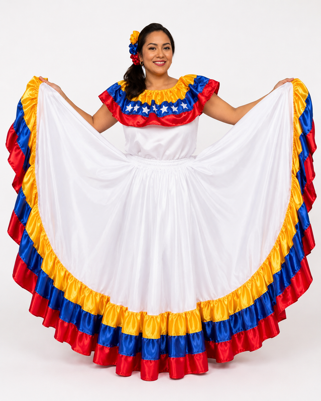 Vestido tradicional venezolano ancho hecho a mano