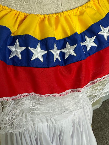 Traditional Venezuela Dress with White Stars - Wide