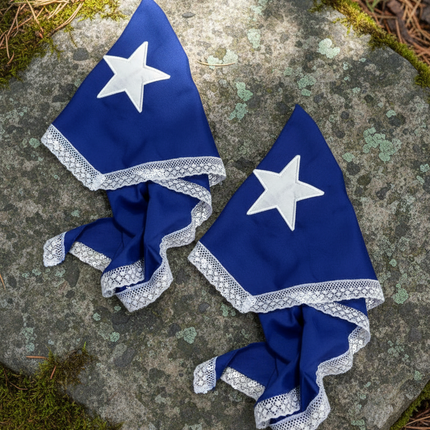 Bandana bleu avec étoile blanche Pañoleta Azul pour robe portoricaine