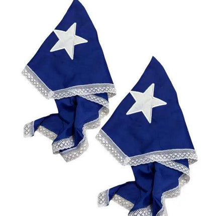 2pc Blue Bandana with White Star - Pañoleta Azul Set - VivianFongDesignsLLC