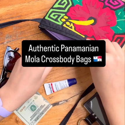 Handwoven Panamanian Guna Purse with Authentic Mola Designs - 8”x 8” - VivianFongDesignsLLC