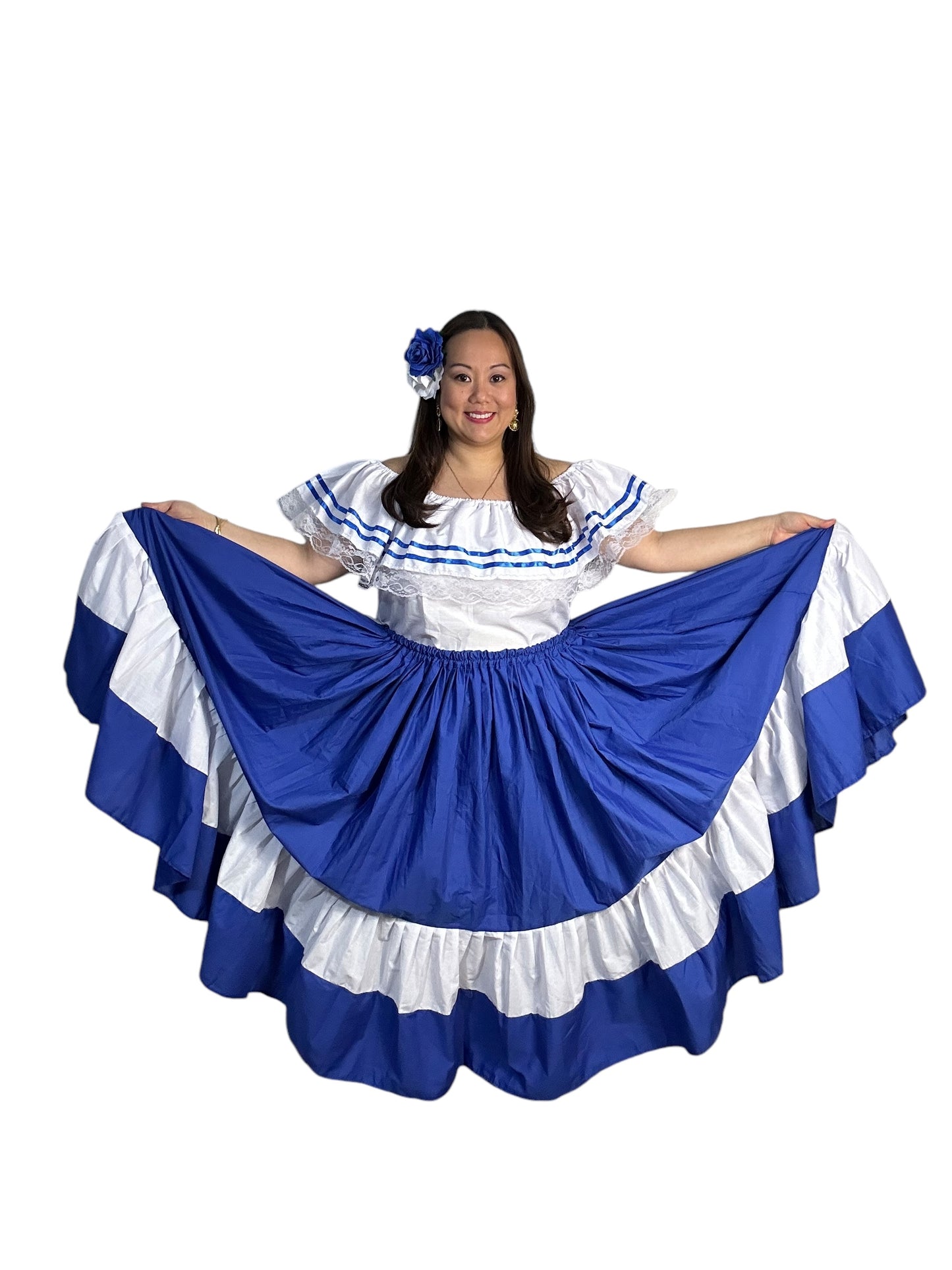 Robe Traditionnelle du Salvador - Bleu et Blanc