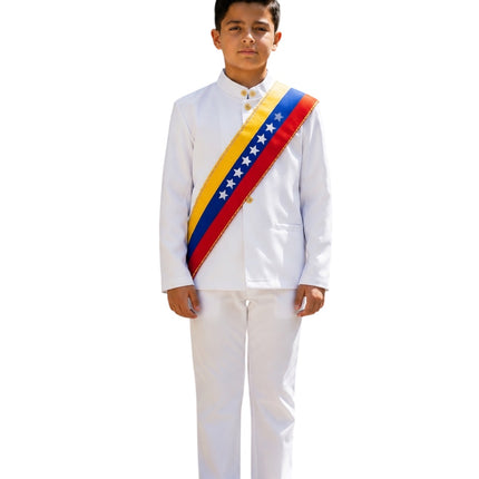 Venezuela Liqui Liqui Traditional 3-Piece Boys' Dress Set with Tri-Color Band by Vivian Fong Designs