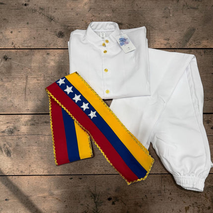 Venezuela Liqui Liqui Traditional 3-Piece Boys' Dress Set with Tri-Color Band by Vivian Fong Designs