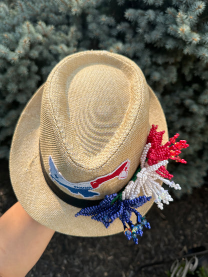 Tembleque Chapeau Fedora Chapeau Panama Panama Chapeau de Plage Printemps/Été Noir Rouge Blanc et Bleu