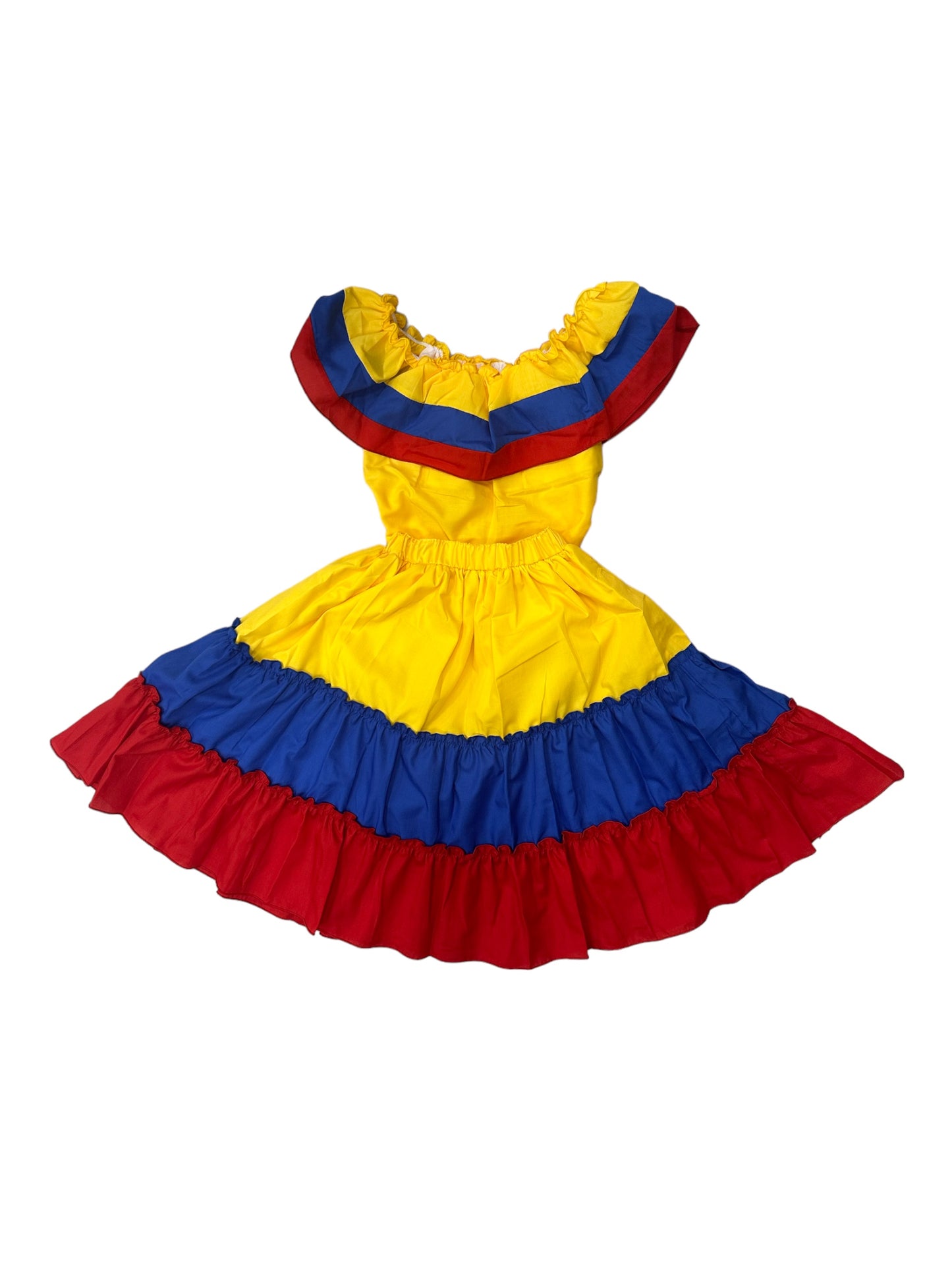 Robe traditionnelle colombienne pour fille - Volants jaunes