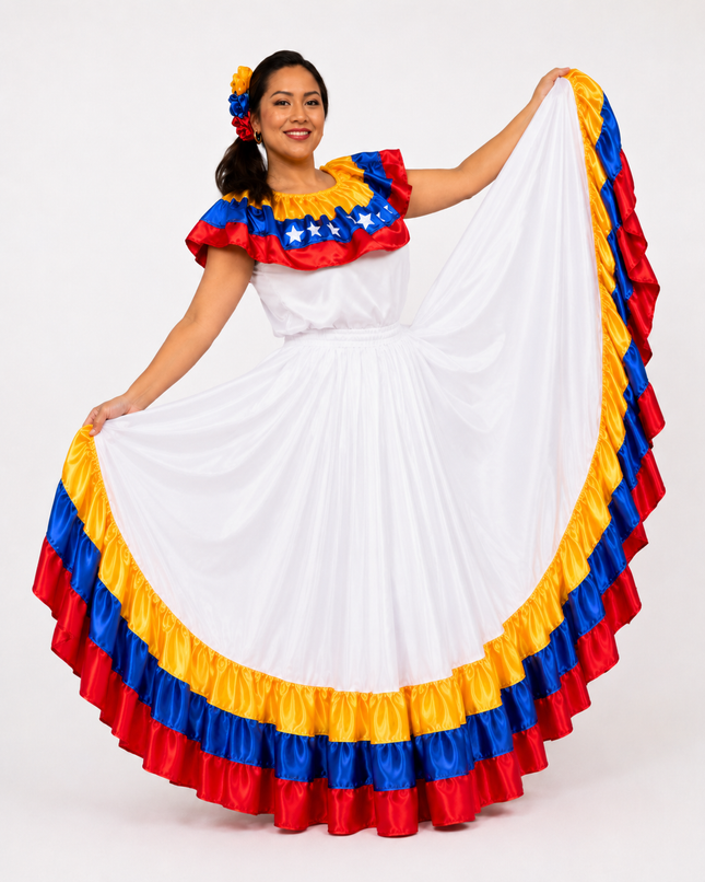 Vestido tradicional venezolano ancho hecho a mano