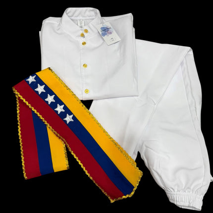 Venezuela Liqui Liqui Traditional 3-Piece Boys' Dress Set with Tri-Color Band by Vivian Fong Designs