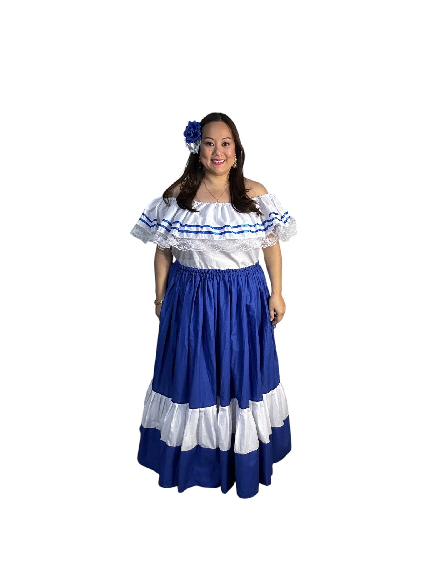 Robe Traditionnelle du Salvador - Bleu et Blanc