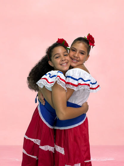 Handmade Puerto Rican Traditional Dress for Girls – Red Flag Style