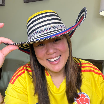 Colombian Vueltiao Hat with Flowers and Ribbon for Adults - Polyester