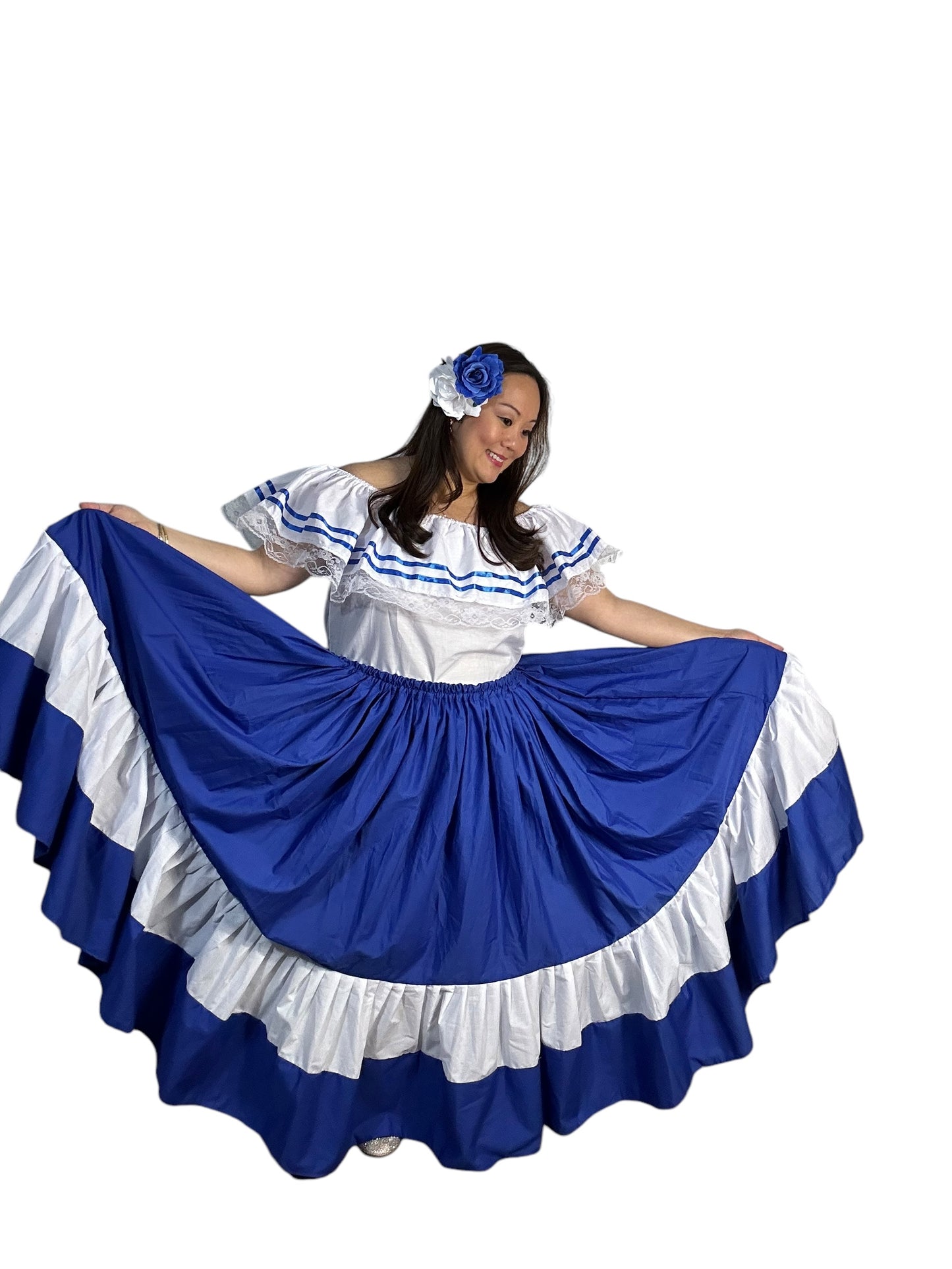 Robe Traditionnelle du Salvador - Bleu et Blanc