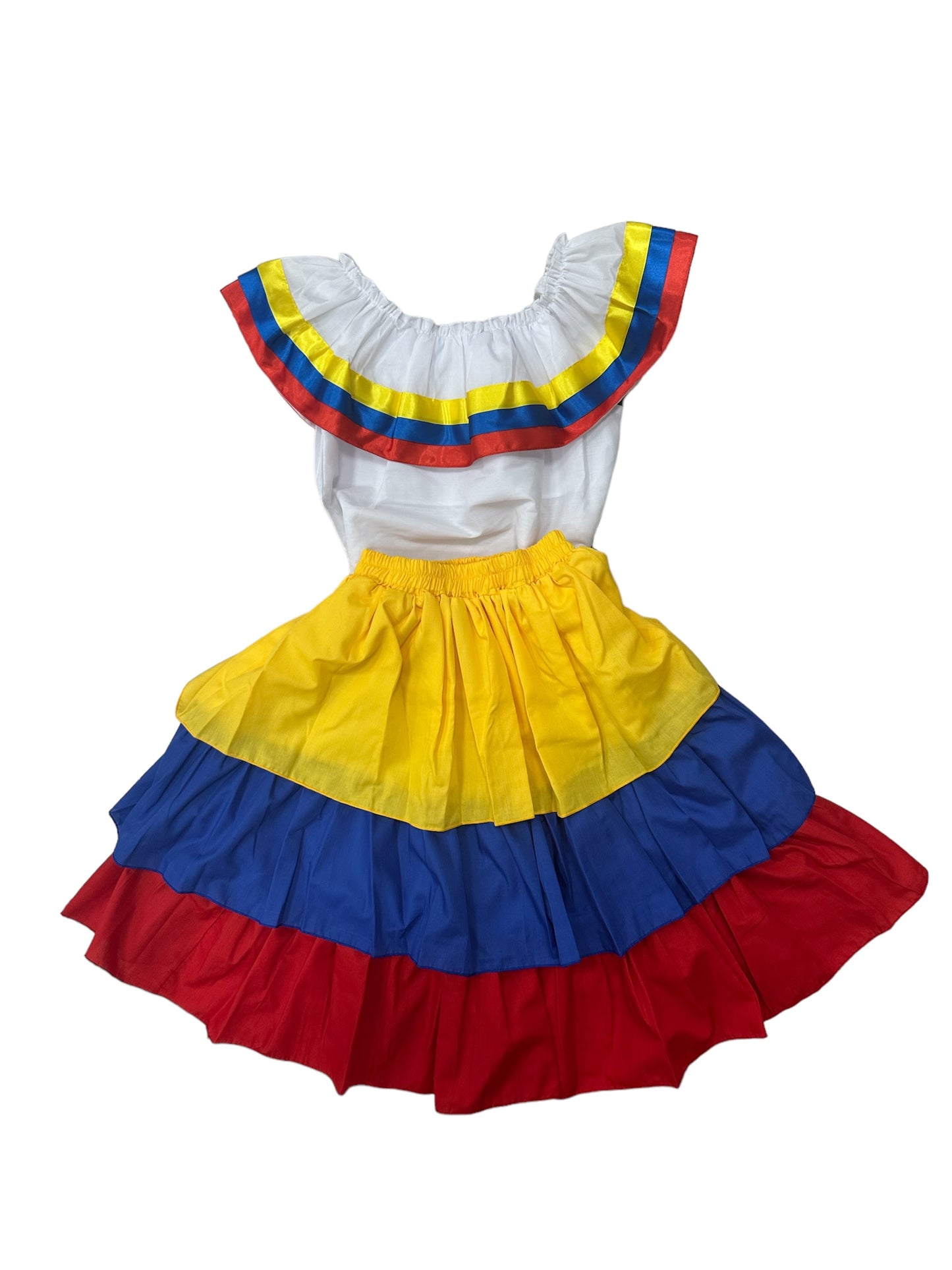 Venezuelan Traditional Dress for Girls - White With Ribbons