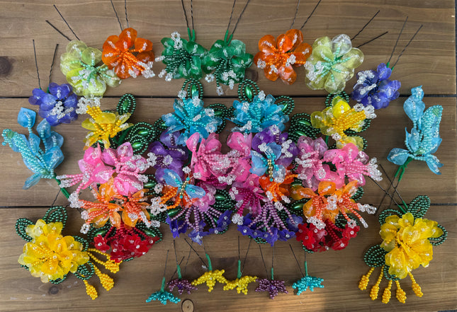 Authentic Luxurious Tembleques Set with Fish Scales Pearl Beads and Crystals - VivianFongDesignsLLC