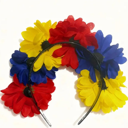 Bandeau à grande couronne de fleurs inspiré du drapeau de la Colombie, du Venezuela et de l'Équateur