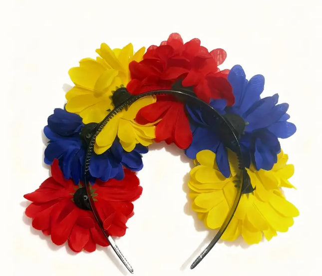 Colombia Venezuela Ecuador Flag Inspired Flower Crown Headband