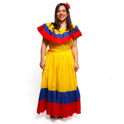 Colombian Traditional Wide Dress - Flag Style - VivianFongDesignsLLC