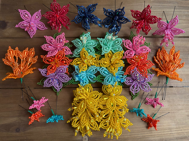 Authentic Colorful Beaded Tembleques Hair Pins Set Yellow 0.4mm
