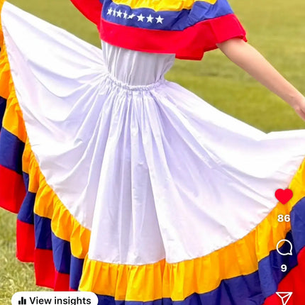 Venezuelan Traditional Handmade Wide Dress - VivianFongDesignsLLC
