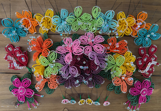 Colorful Luxurious Beaded Tembleques with Murano Crystals Complete Set for Panama Pollera - VivianFongDesignsLLC
