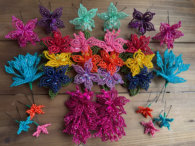Authentic Colorful Tembleques Beaded Flower Set for Panama Pollera