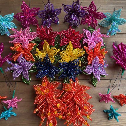 Tembleques - Ensemble complet d'épingles à cheveux authentiques colorées en forme de fleur de perles Panama Pollera 0,3 mm vert perle