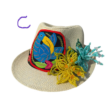 Tembleque and Mola Fedora Panama Hat by Vivian Fong Designs 58cm