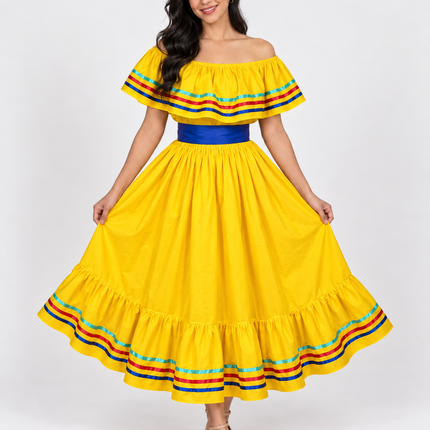 Vestido tradicional de fiesta nicaragüense - Amarillo