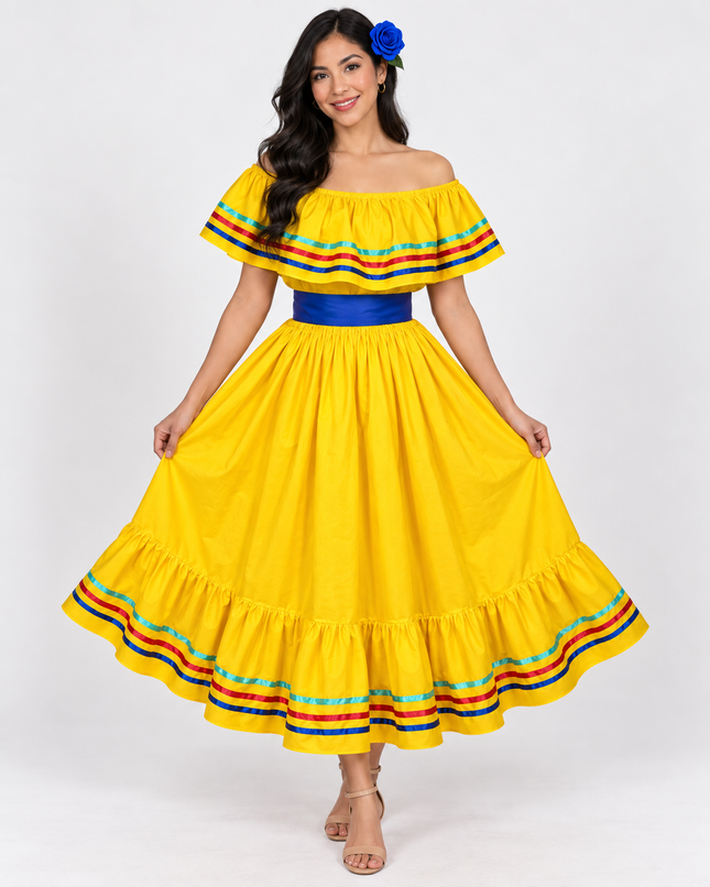 Nicaragua Traditional Fiesta Dress - Yellow