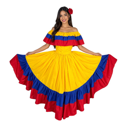Vestido tradicional colombiano ancho - Estilo bandera