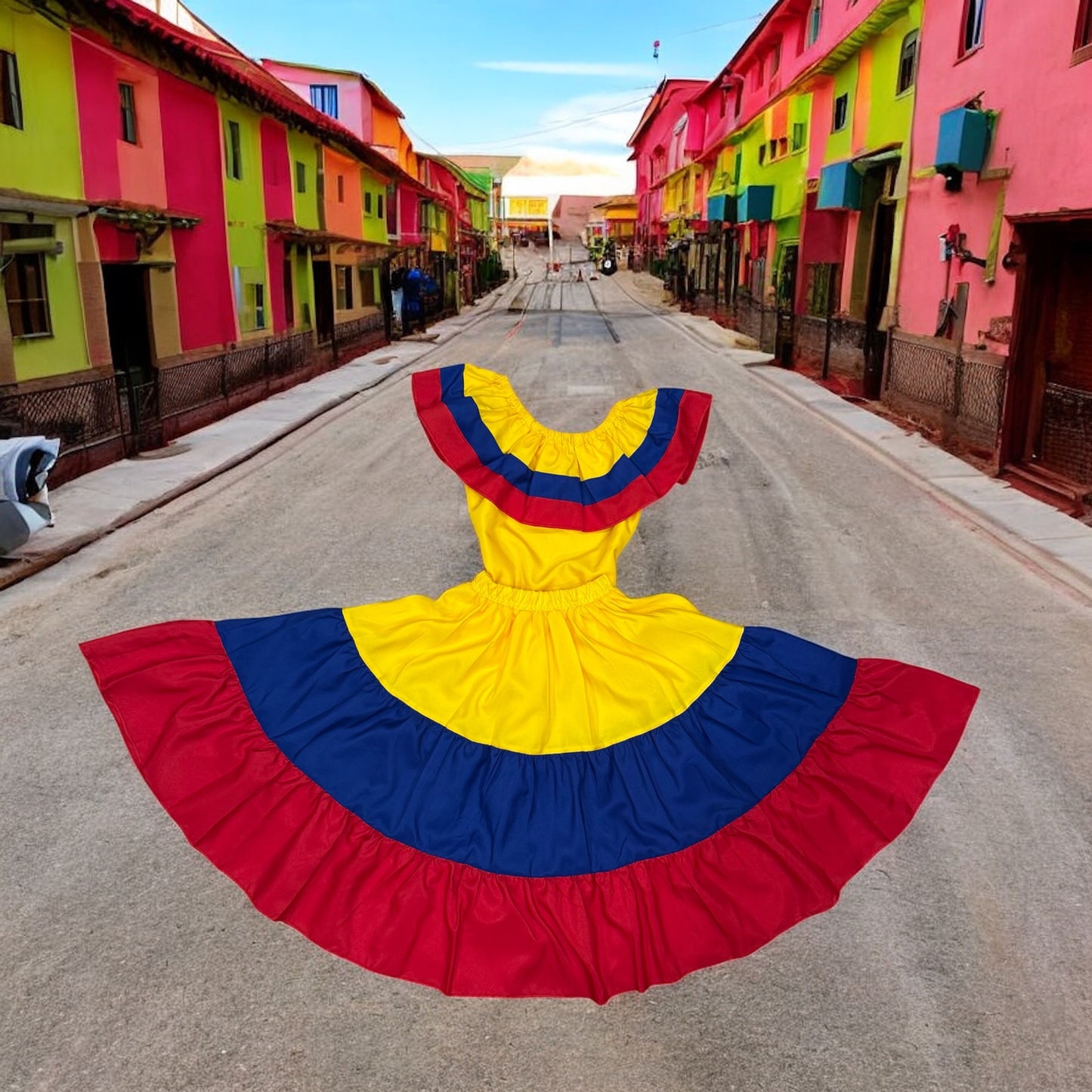 Colombian Traditional Dress Tri-color for Girl