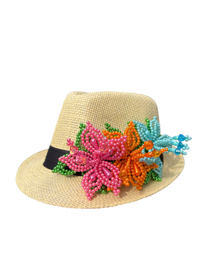 Tembleque Chapeau Fedora Chapeau Panama Panama Printemps/Été Chapeau de Plage Tan Jaune Turquoise Violet