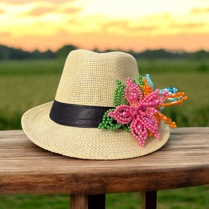 Tembleque Chapeau Fedora Chapeau Panama Panama Printemps/Été Chapeau de Plage Tan Jaune Turquoise Violet