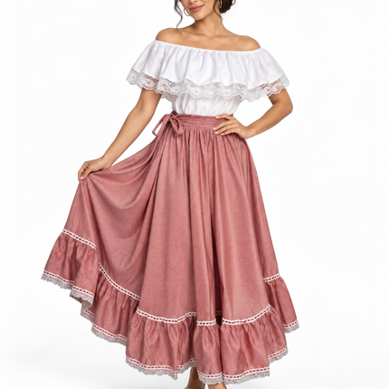 Colombian Traditional Cumbia Dress with White Blouse