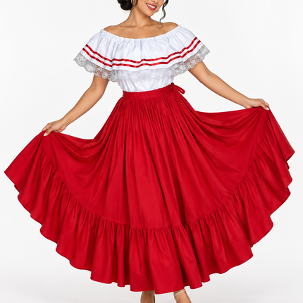 Robe traditionnelle portoricaine - modèle large rouge
