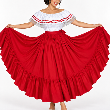 Robe traditionnelle portoricaine - modèle large rouge