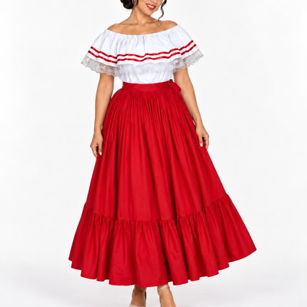 Robe traditionnelle portoricaine - modèle large rouge