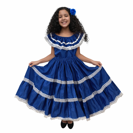 Honduras Traditional Girls Blue Dress