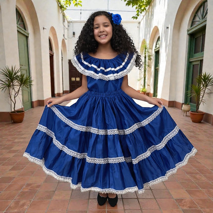 Honduras Traditional Girls Blue Dress