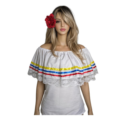 Blusa blanca tradicional colombiana y venezolana