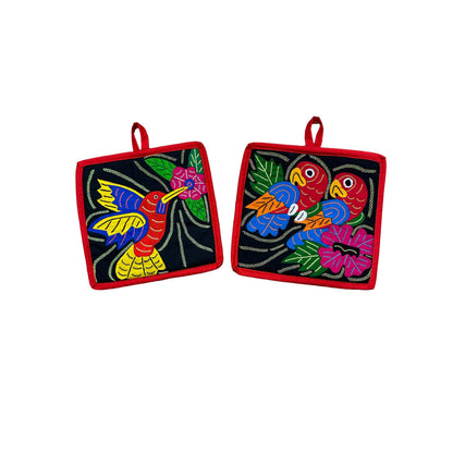 Mola Handmade Panamanian Pot Holder Set Made by Guna Women