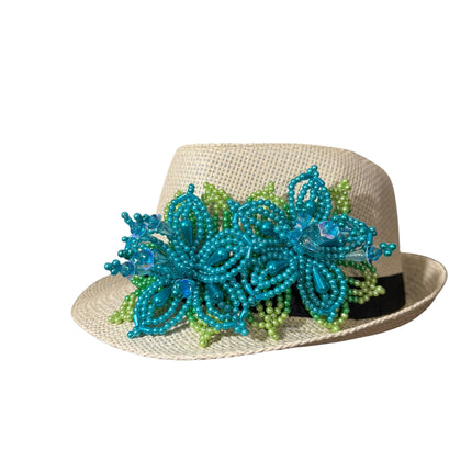 Tembleque Sombrero Fedora Sombrero Panamá Sombrero de Playa Panameño Primavera/Verano Bronceado Azul y Turquesa