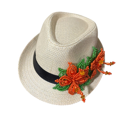 Tembleque Fedora Hat Panama Hat Panamanian Spring/Summer Beach Hat Tan Orange